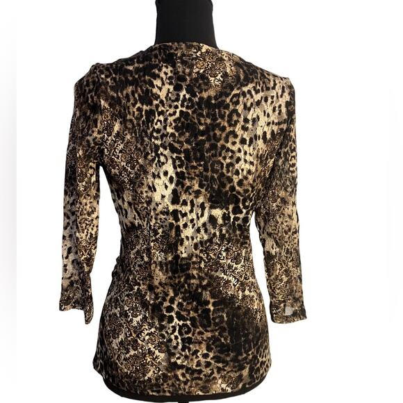 Chico's Brown and Tan V-Neck Wrap Blouse (Size 0) - Picture 2 of 11